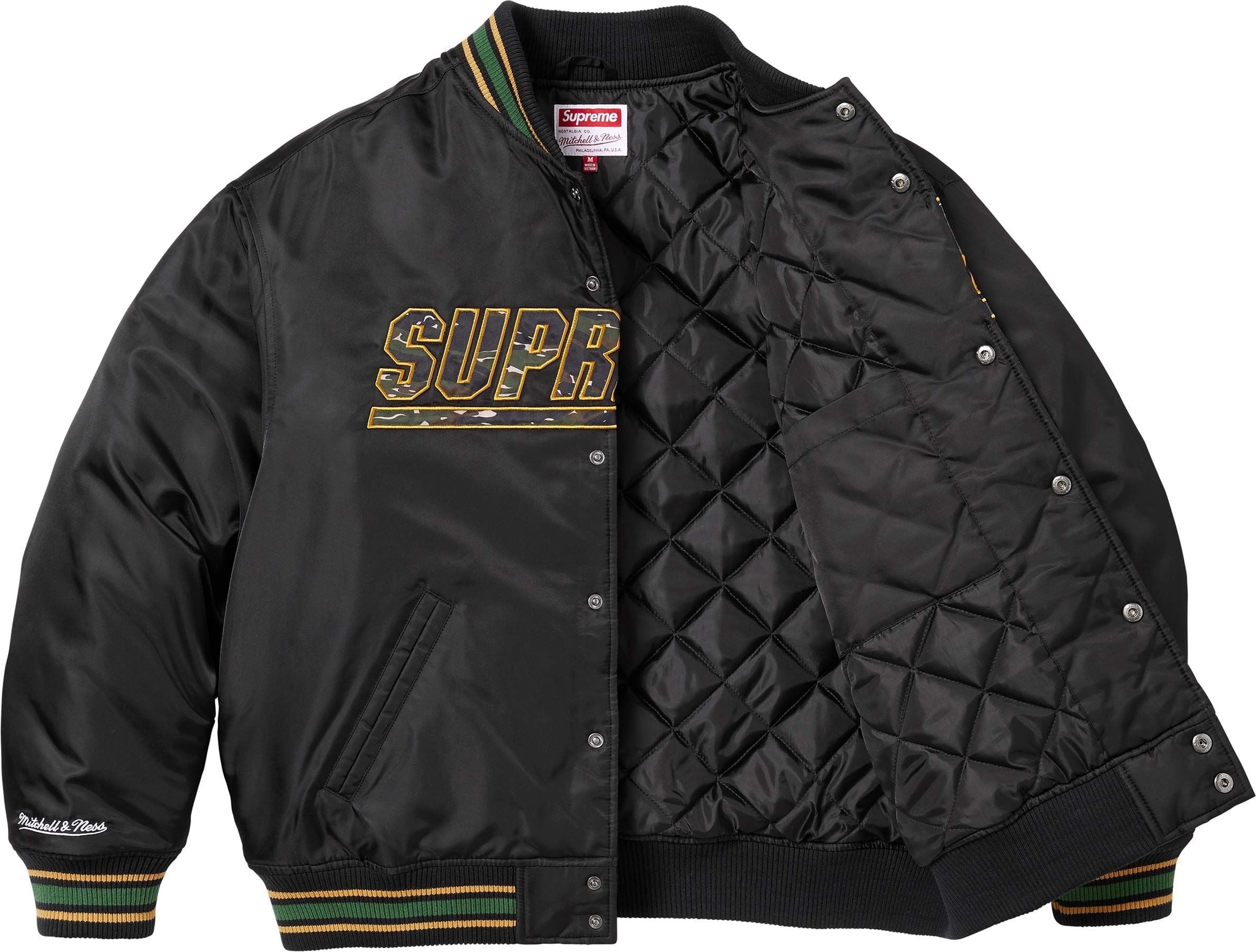 Supreme®/Mitchell & Ness® Camo Logo Varsity Jacket view 13